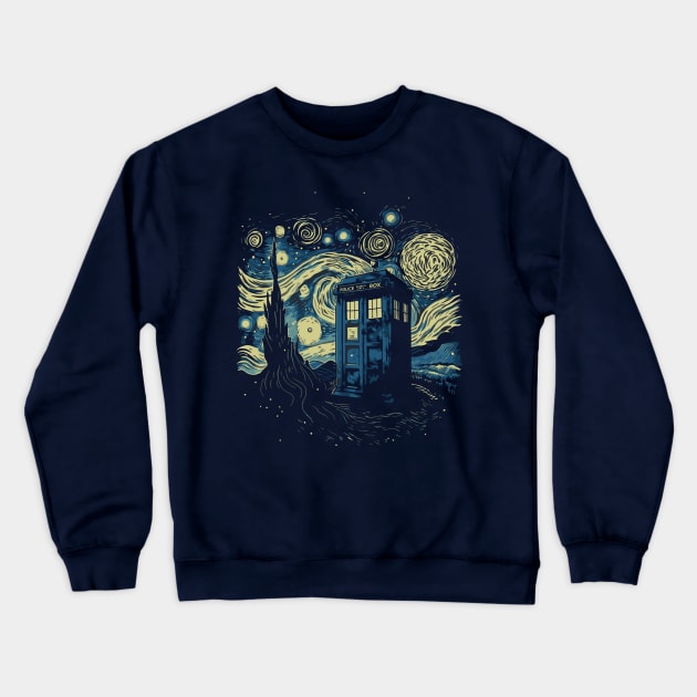 The Starry Tardis Crewneck Sweatshirt by DesignedbyWizards